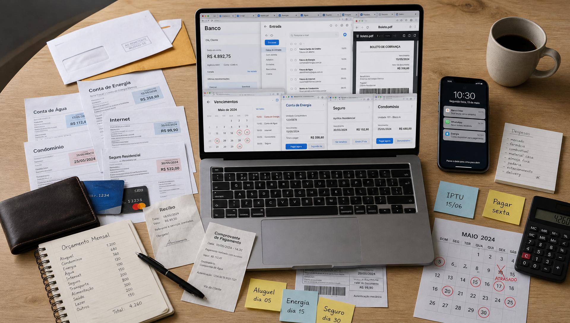 Planilhas, apps e boletos espalhados — falta de clareza financeira